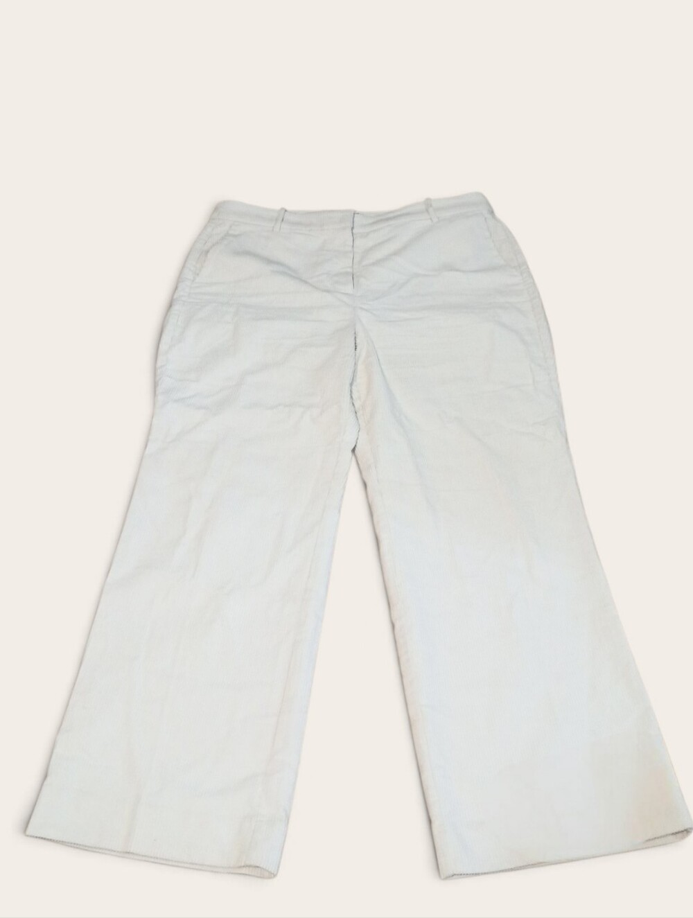 J. Crew Off-White Wide-Leg Cotton Courdory Trousers Size 14